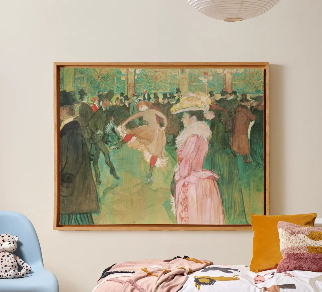 In de Moulin Rouge: De dans - Henri de Toulouse-Lautre canvas met Baklijst van Jolie Prints