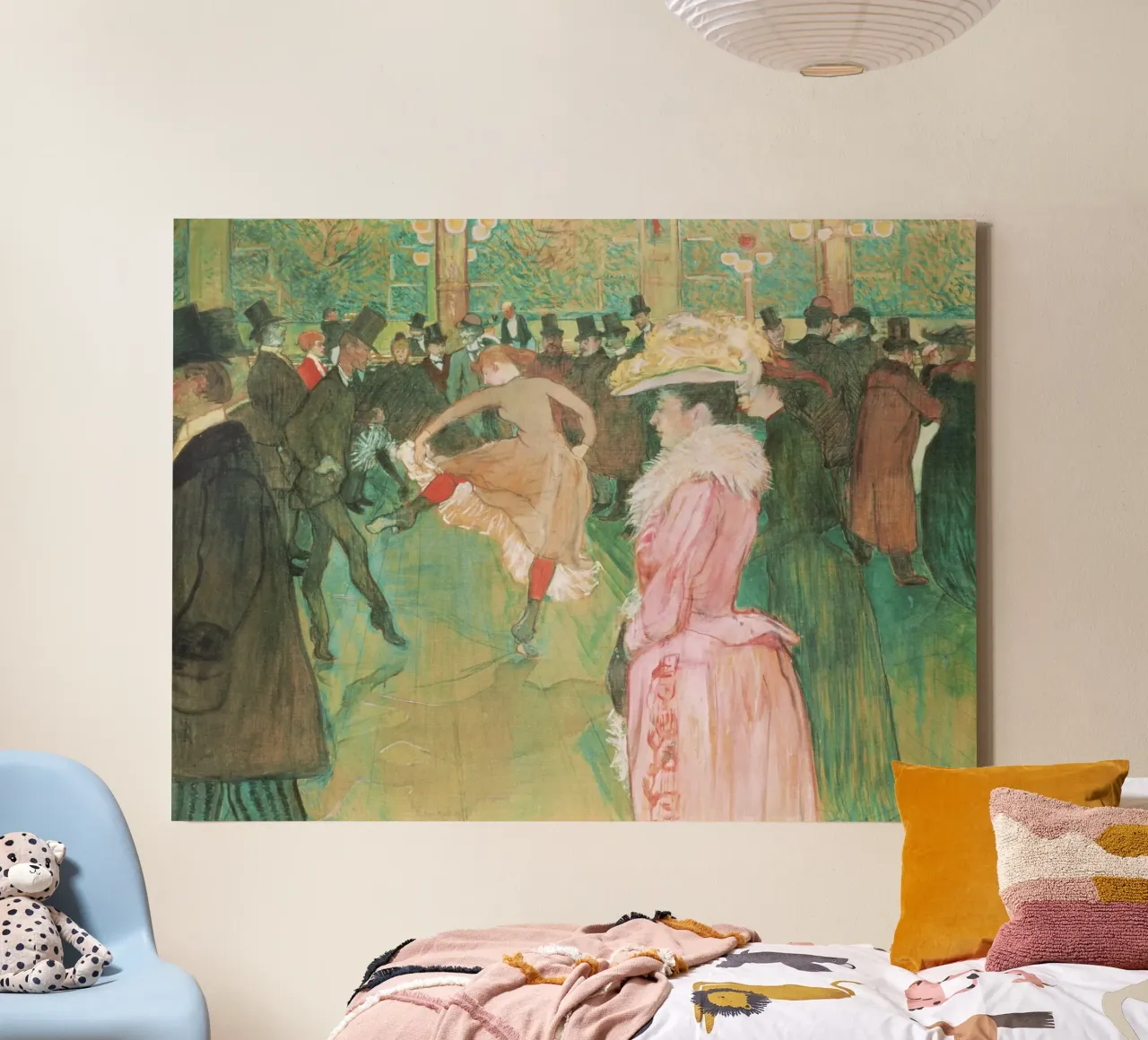 In de Moulin Rouge: De dans - Henri de Toulouse-Lautre canvas met Baklijst van Jolie Prints