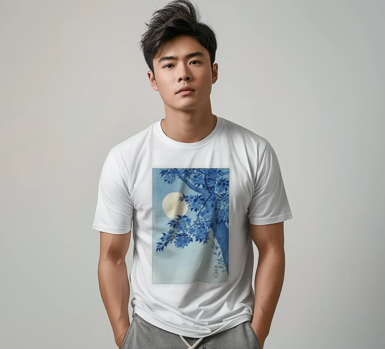 Ciliegio in fiore in una notte di luna (1932 circa) - Ohara Koso t-shirt da Jolie Prints