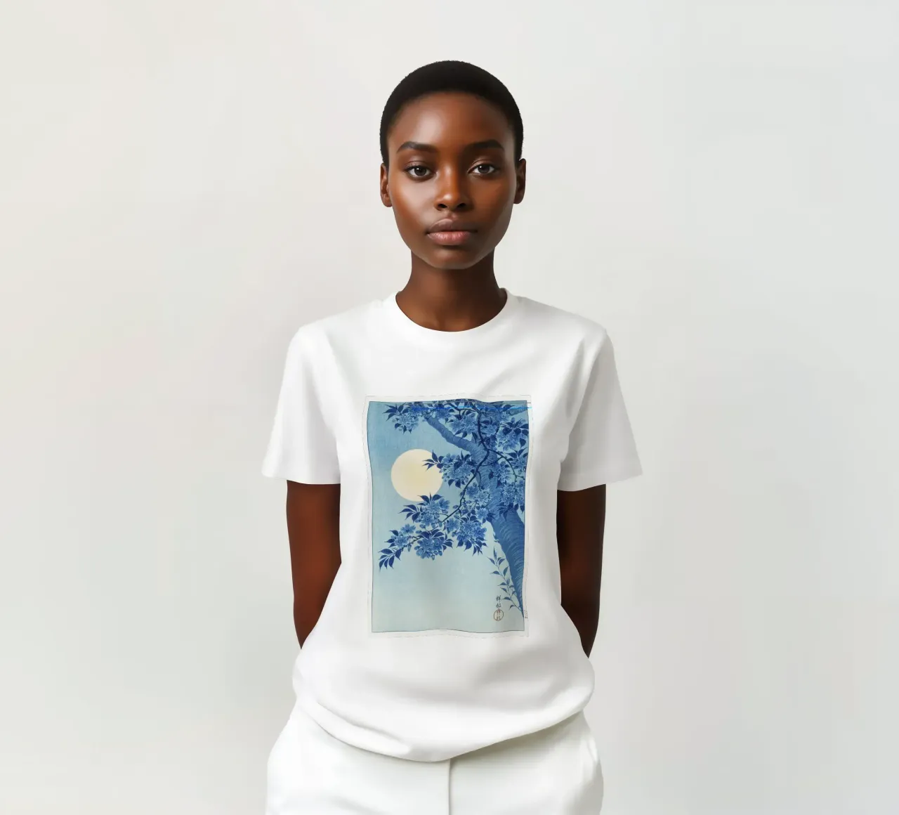 Ciliegio in fiore in una notte di luna (1932 circa) - Ohara Koso t-shirt da Jolie Prints