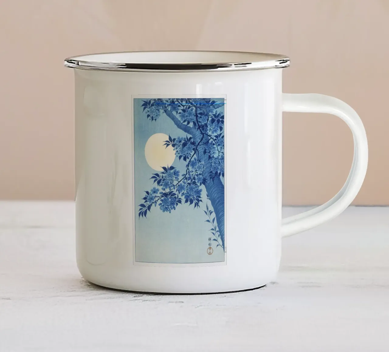 Ciliegio in fiore in una notte di luna (1932 circa) - Ohara Koso tazza in smalto da Jolie Prints
