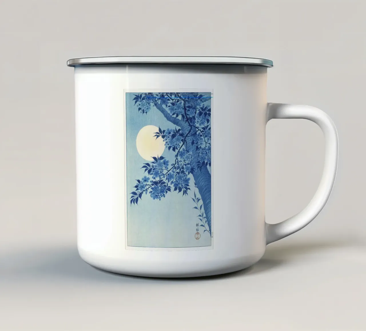 Ciliegio in fiore in una notte di luna (1932 circa) - Ohara Koso tazza in smalto da Jolie Prints