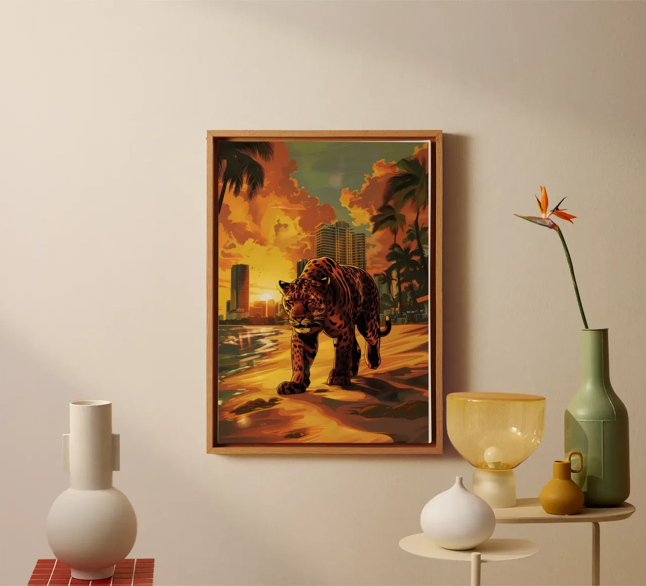 Miami Beach Puma arte mistica fantasy tela con Cornice a cassetta da WILD ART