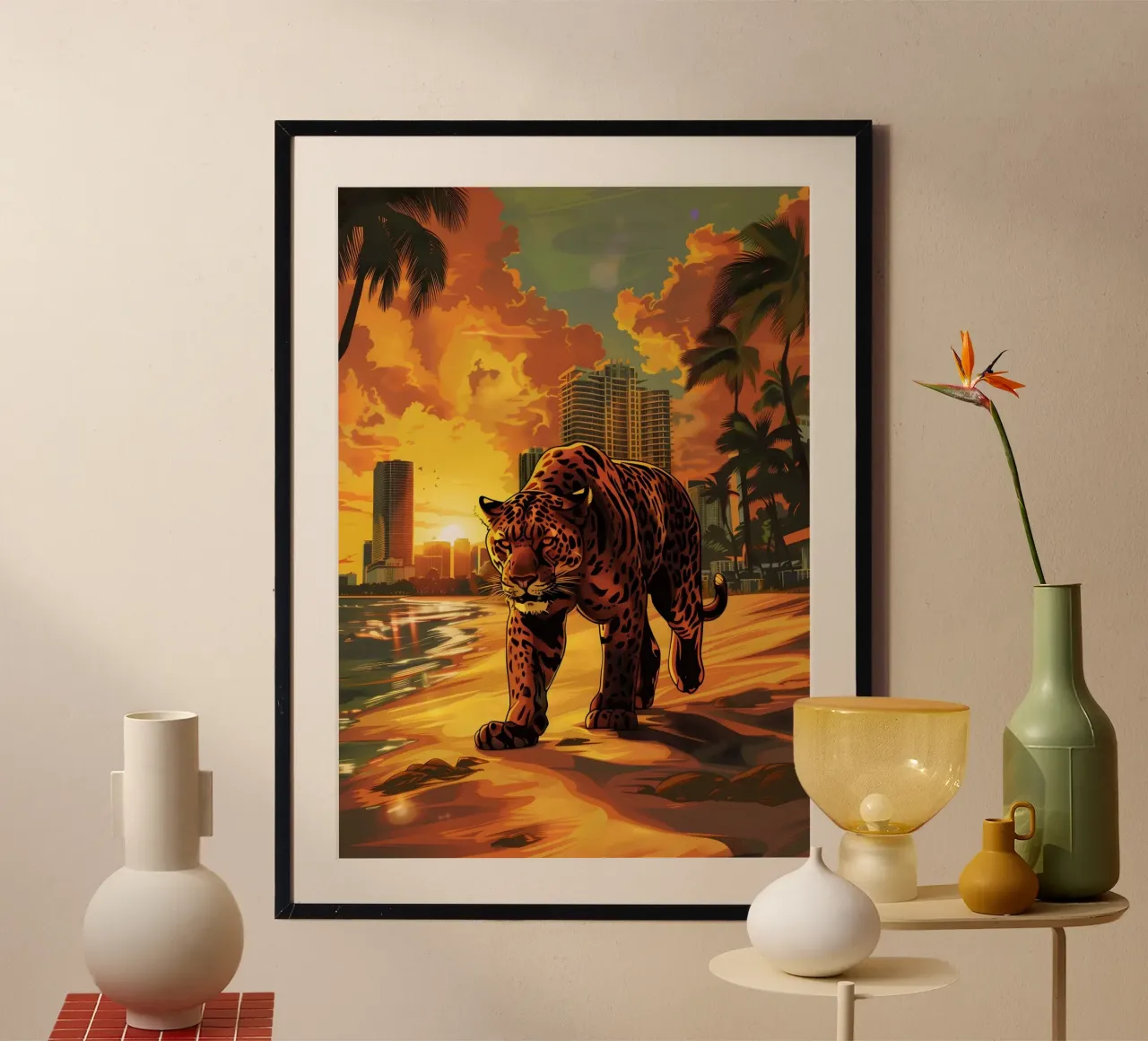 Miami Beach Puma arte mistica fantasy poster con telaio in plastica da WILD ART