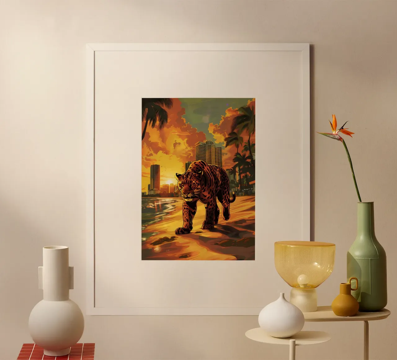 Miami Beach Puma arte mistica fantasy poster con telaio in plastica da WILD ART