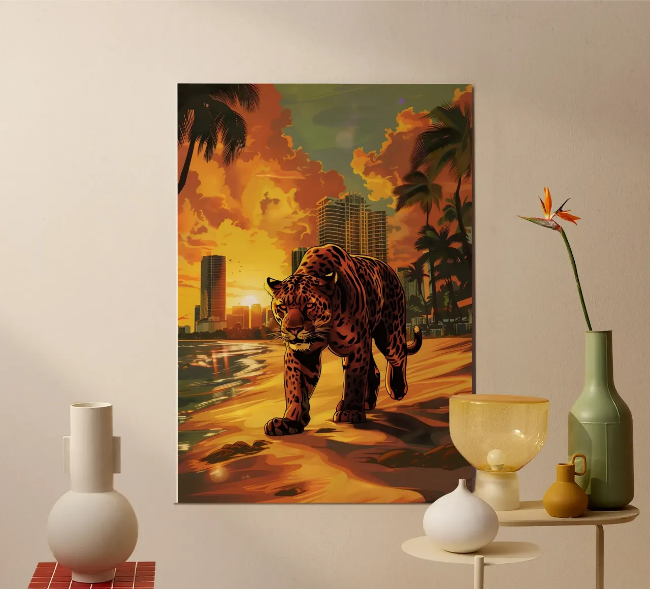 Miami Beach Puma arte mistica fantasy poster con telaio in plastica da WILD ART