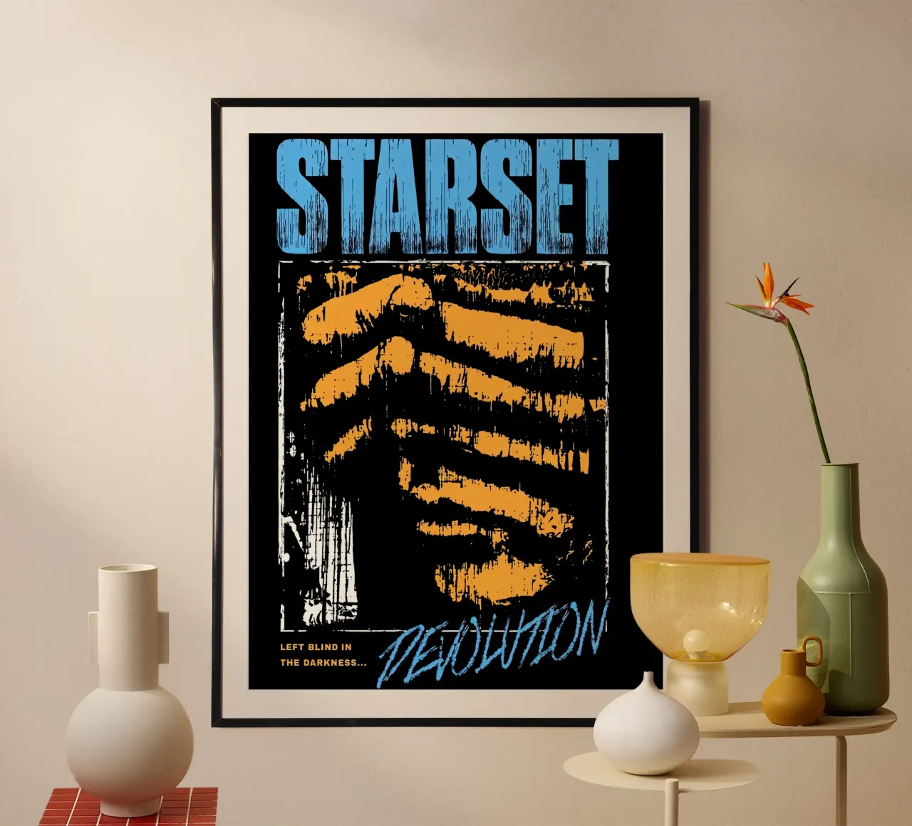 DEVOLUTION STARSET poster con telaio in alluminio da andrea boceli