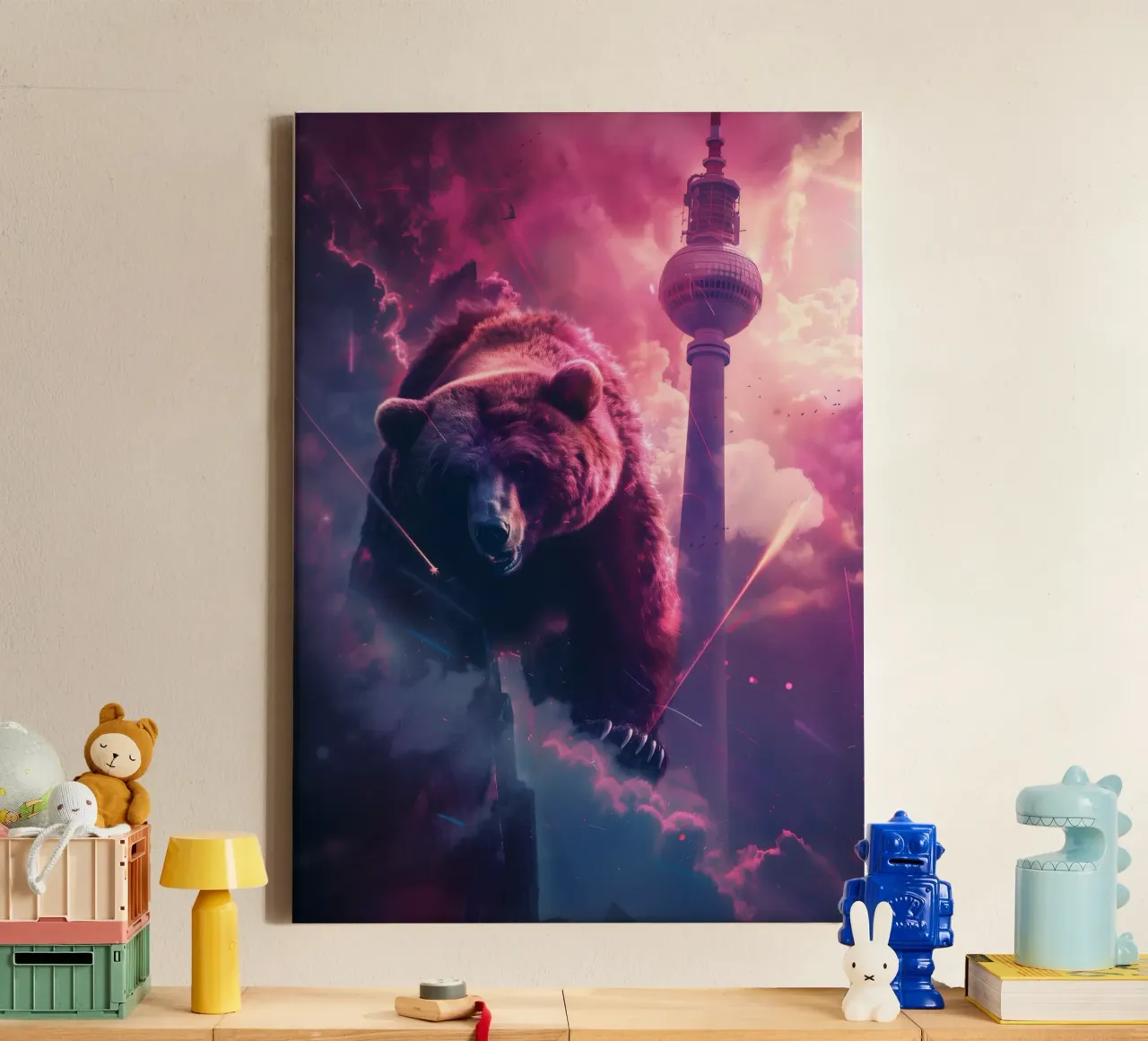 Orso di Berlino torre televisiva arte mistica e fantasy tela con Cornice a cassetta da WILD ART