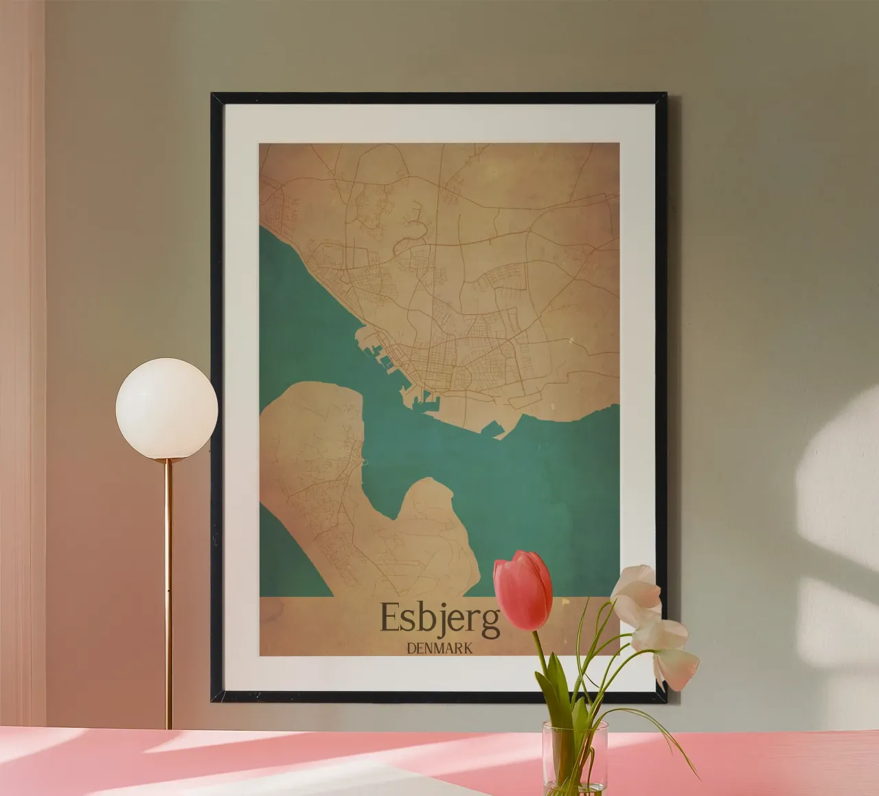 Esbjerg DENMARK poster con telaio in plastica da WorldPrint