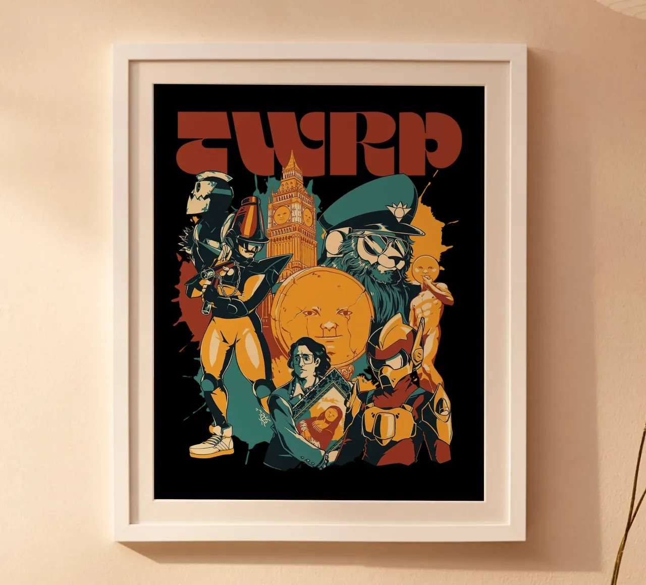 tournée du groupe twrp poster avec cadre en bois de andrea boceli