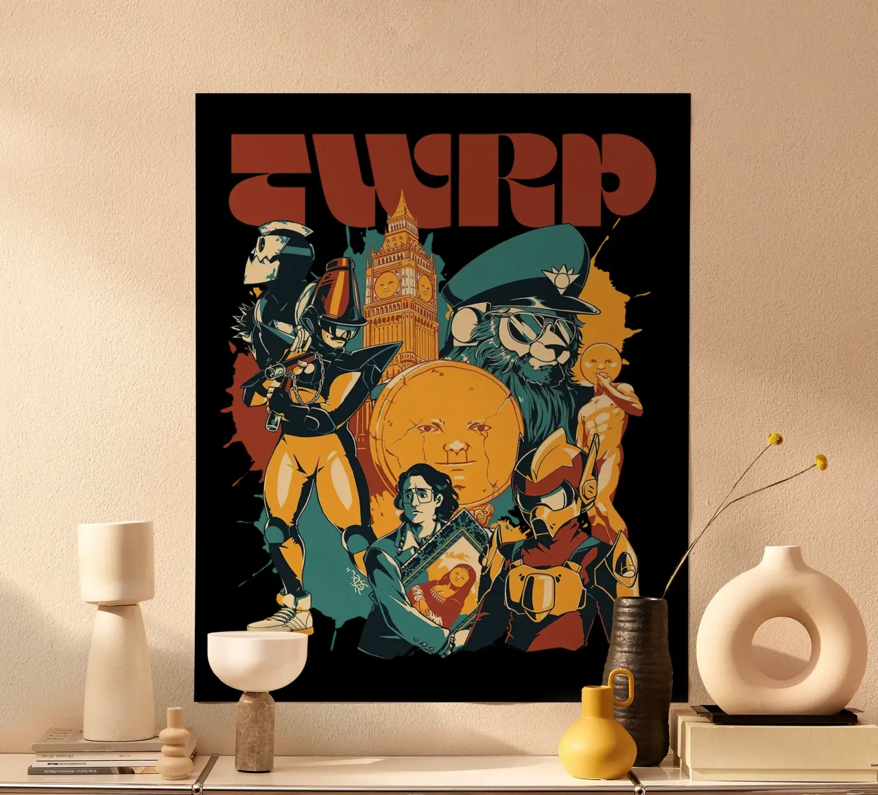 tournée du groupe twrp poster avec cadre en bois de andrea boceli