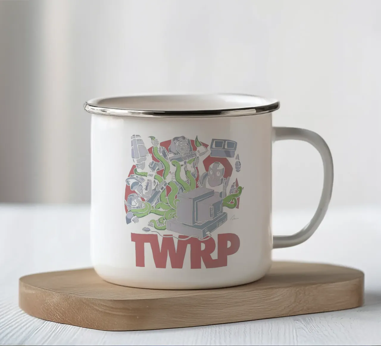 TWRP Y2Kbug tazza in smalto da andrea boceli