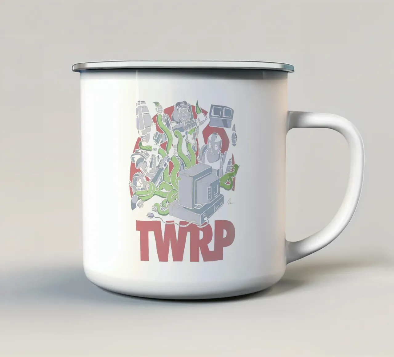 TWRP Y2Kbug tazza in smalto da andrea boceli