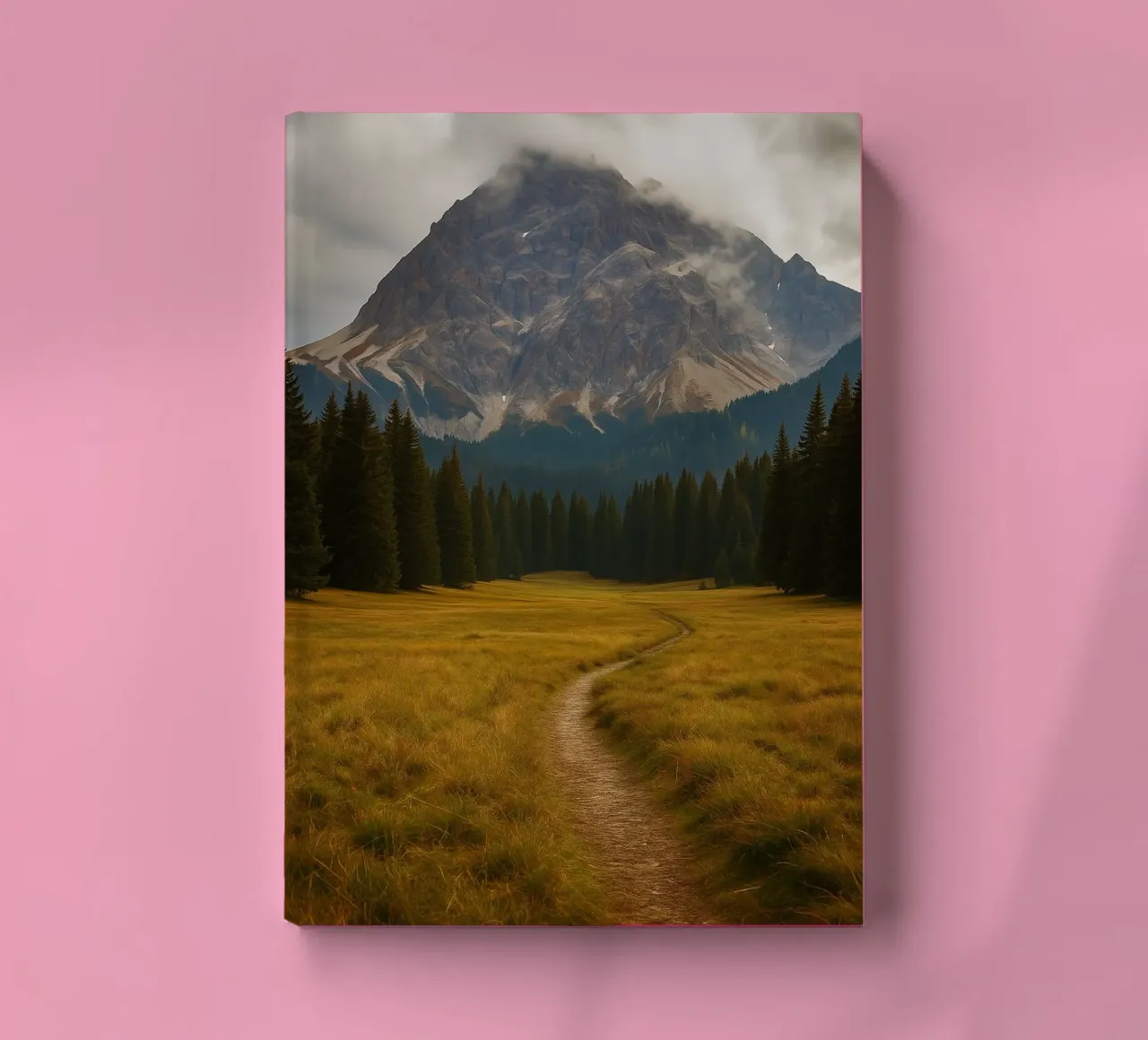 path through the meadow to the mountain nature panorama notebook by chinerei
