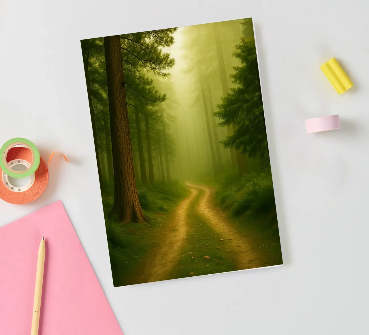 path in the middle of the forest nature panorama notebook by chinerei