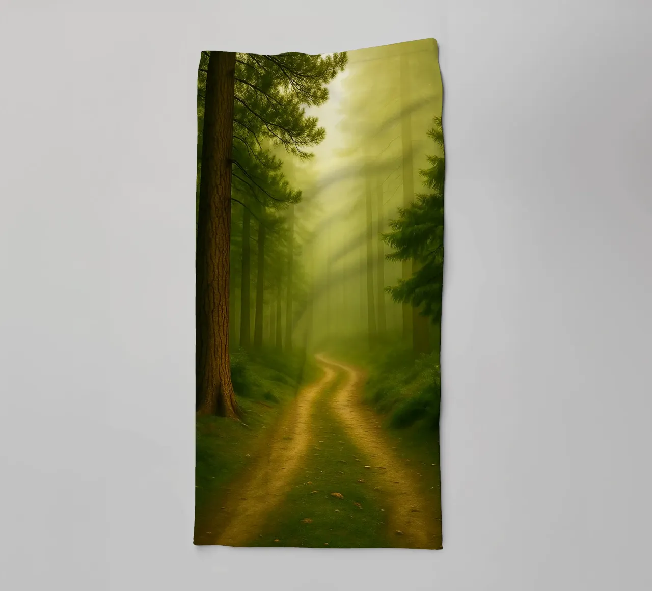 path in the middle of the forest nature panorama towel by chinerei