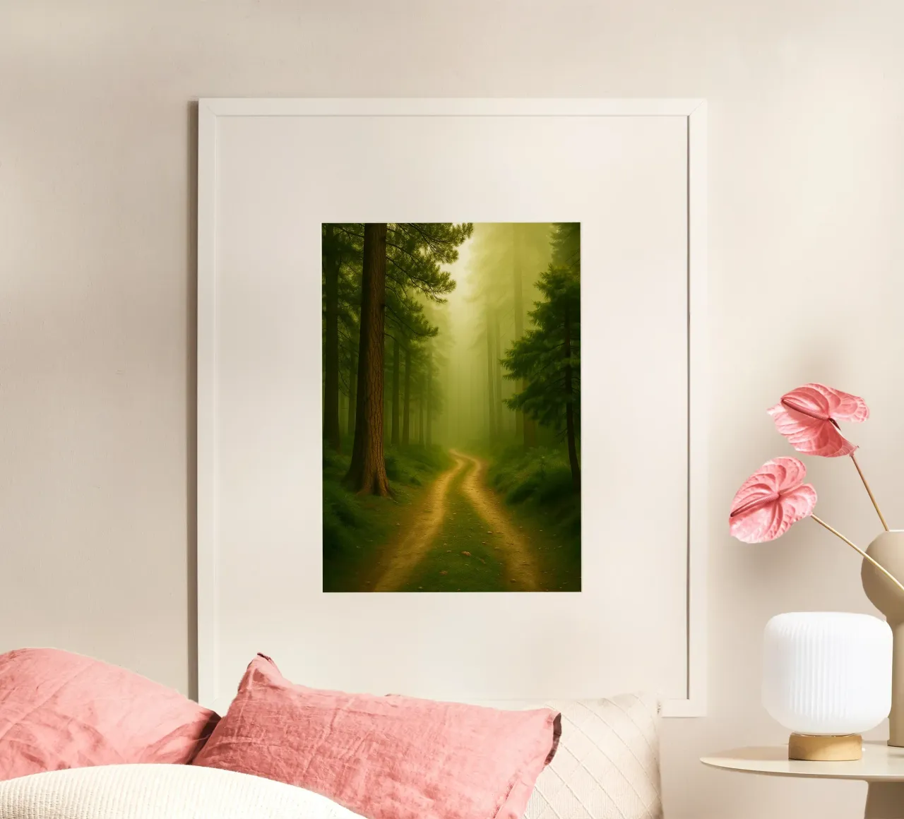 sentiero in mezzo alla foresta panorama naturale poster da chinerei