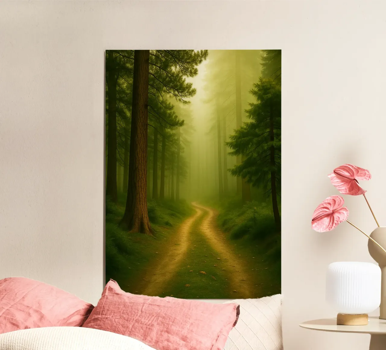 sentiero in mezzo alla foresta panorama naturale poster da chinerei