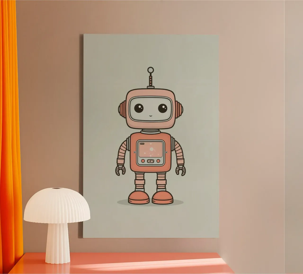 Robot carino dei cartoni animati tela con Cornice a cassetta da DesignDoodle