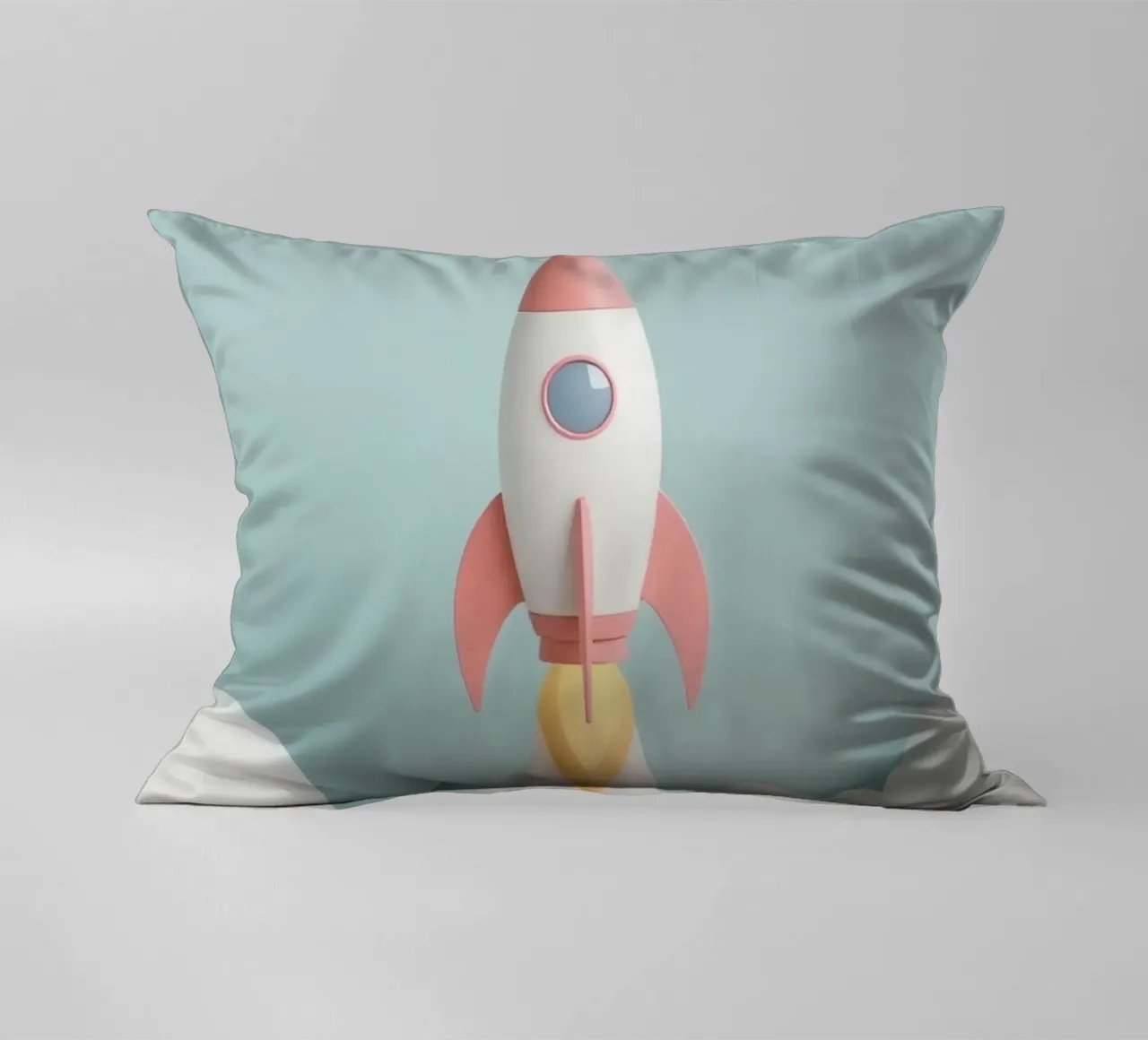 Lancio di un razzo attraverso le nuvole bianche cuscino da DesignDoodle