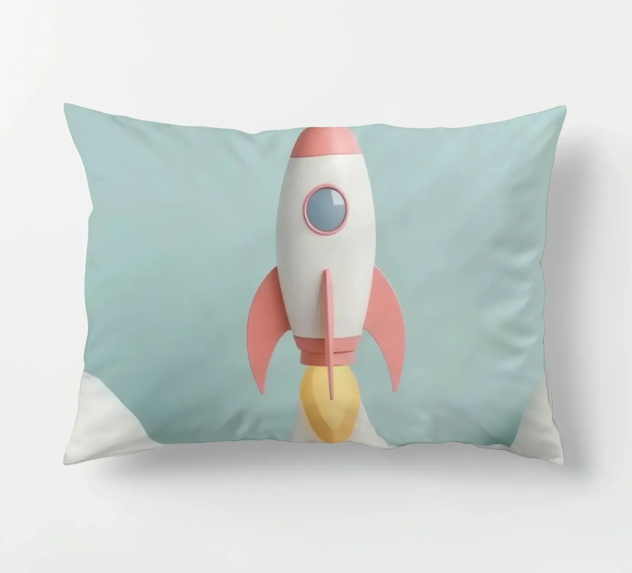 Lancio di un razzo attraverso le nuvole bianche cuscino da DesignDoodle