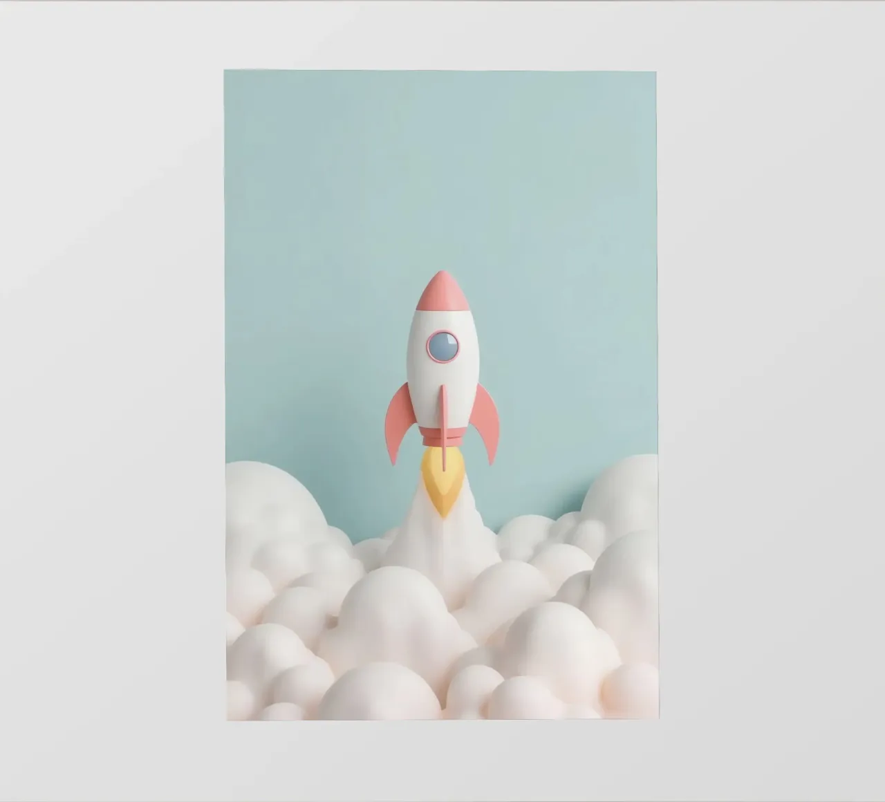 Lancio di un razzo attraverso le nuvole bianche telo in pvc da DesignDoodle