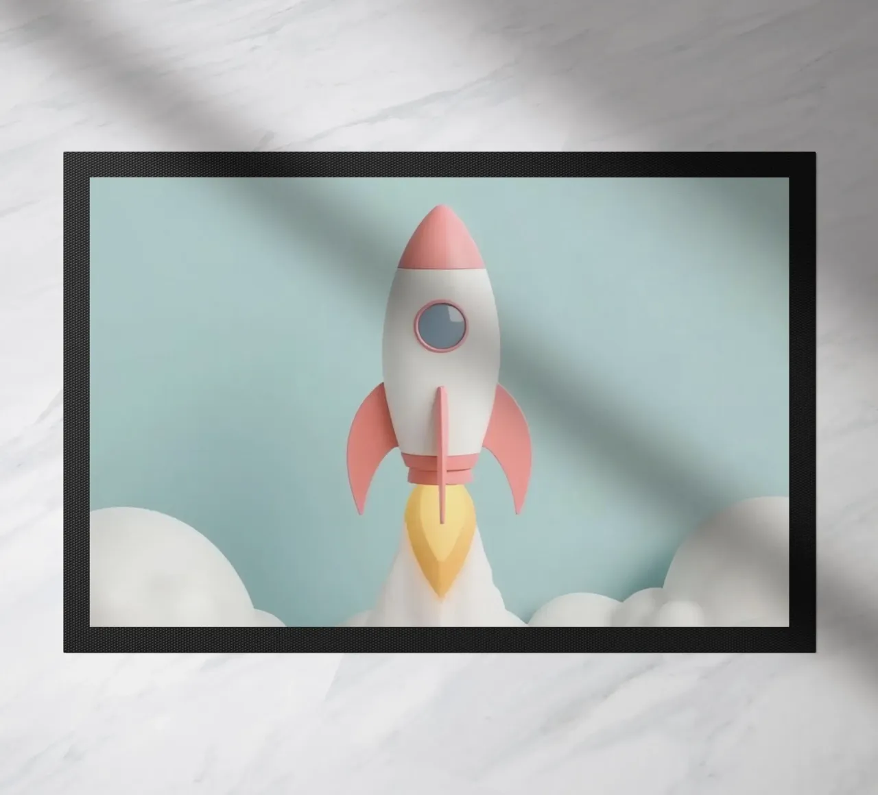 Lancio di un razzo attraverso le nuvole bianche zerbino da DesignDoodle