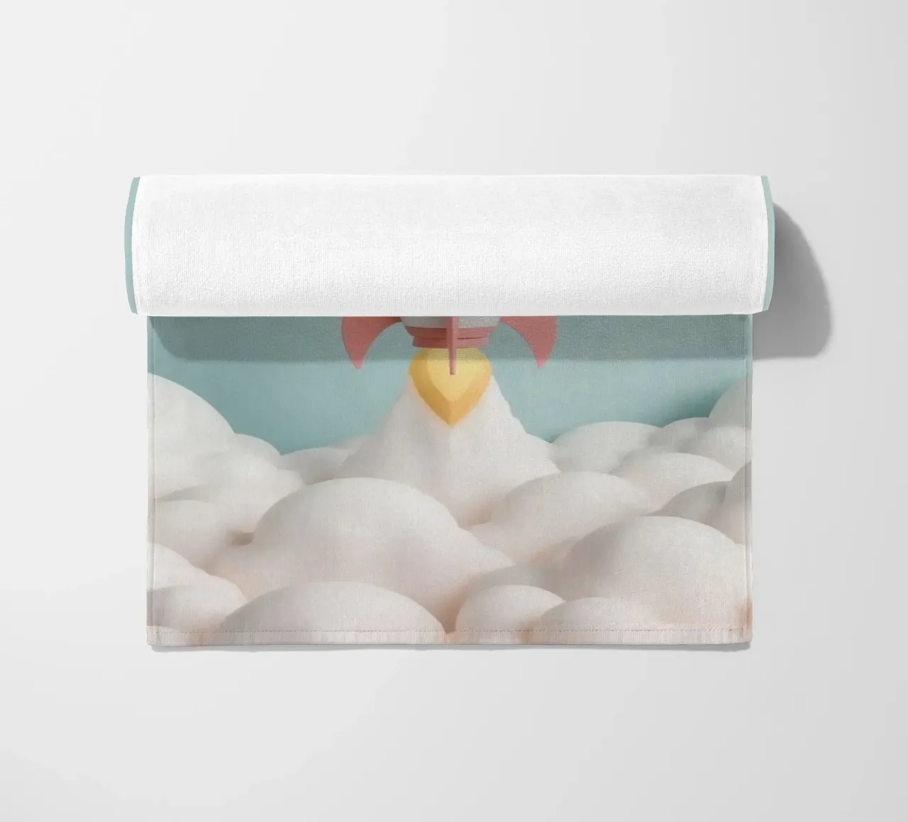 Lancio di un razzo attraverso le nuvole bianche telo mare da DesignDoodle