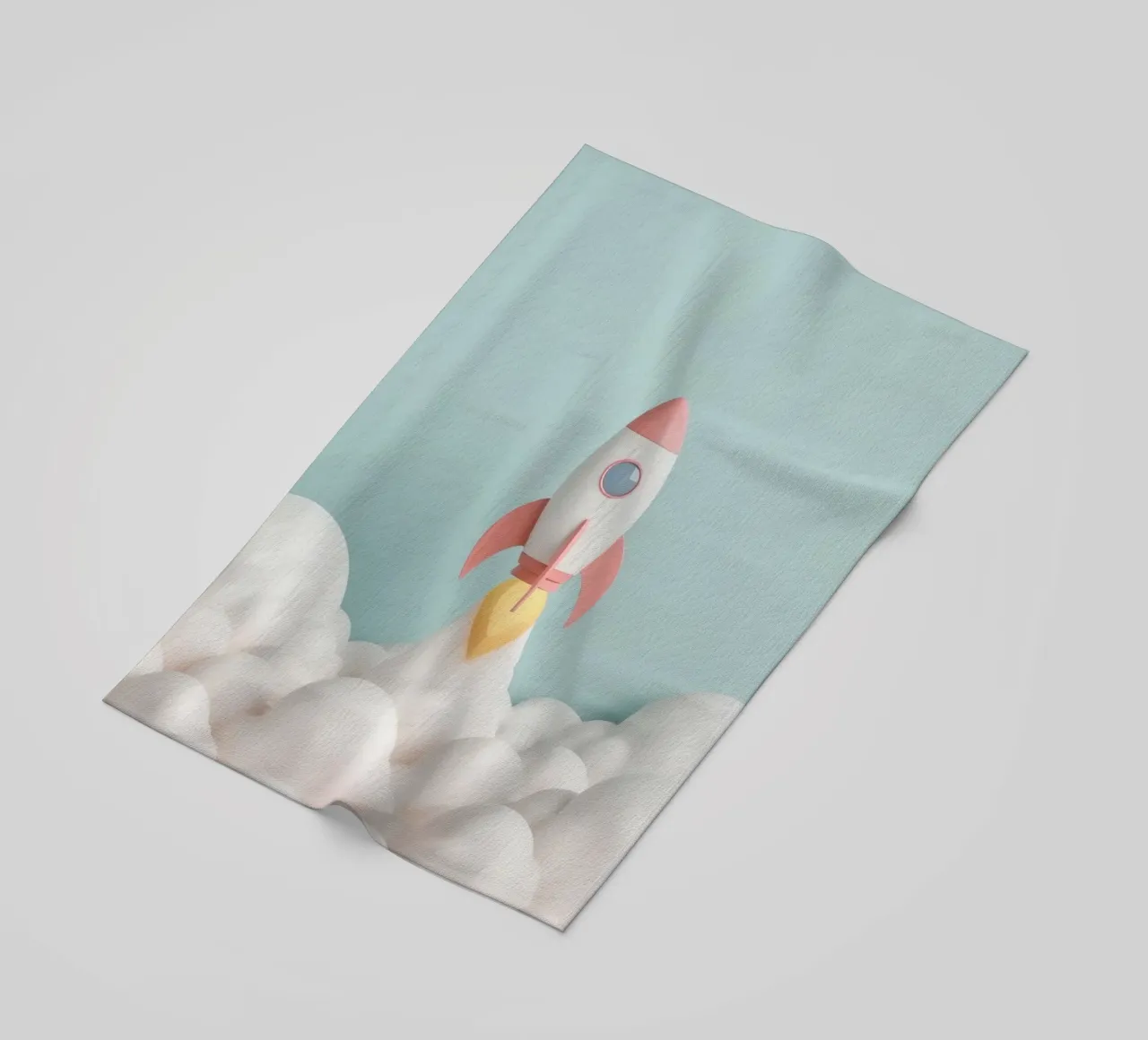 Lancio di un razzo attraverso le nuvole bianche telo mare da DesignDoodle
