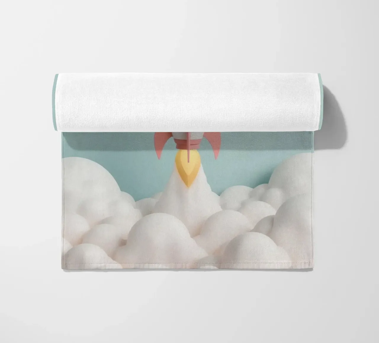Lancio di un razzo attraverso le nuvole bianche telo mare da DesignDoodle