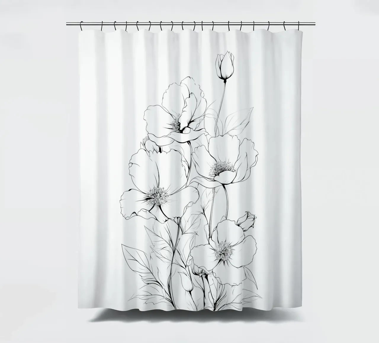Fiori disegnati a mano in nero tenda da doccia da Katja Stehle Design