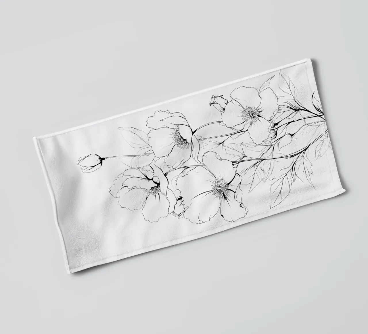 Fiori disegnati a mano in nero asciugamano da bagno da Katja Stehle Design