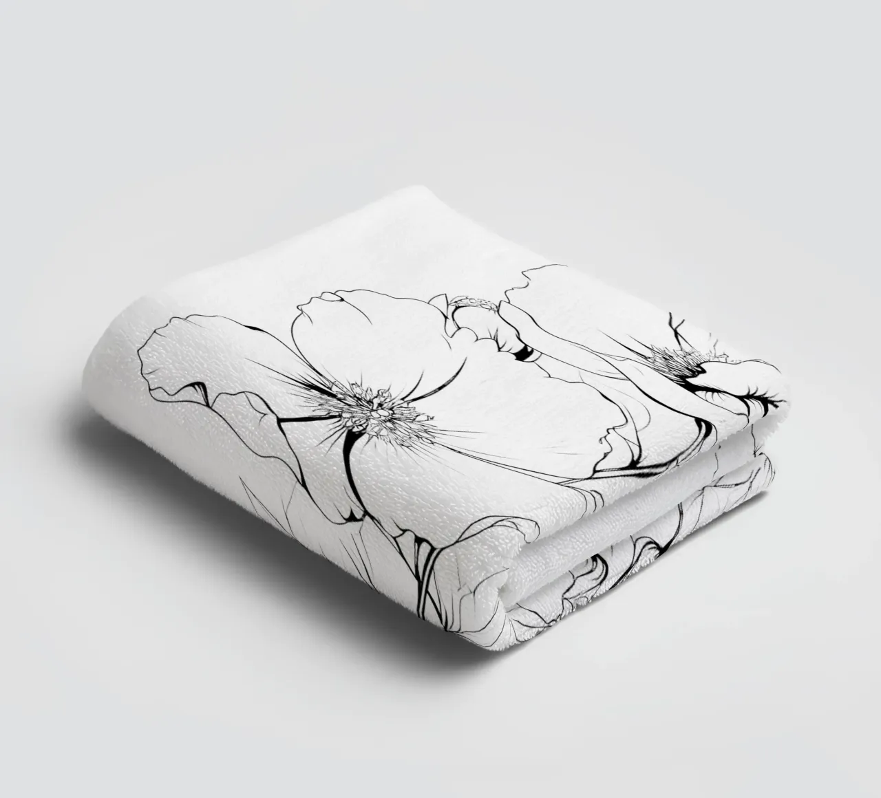 Fiori disegnati a mano in nero asciugamano da bagno da Katja Stehle Design