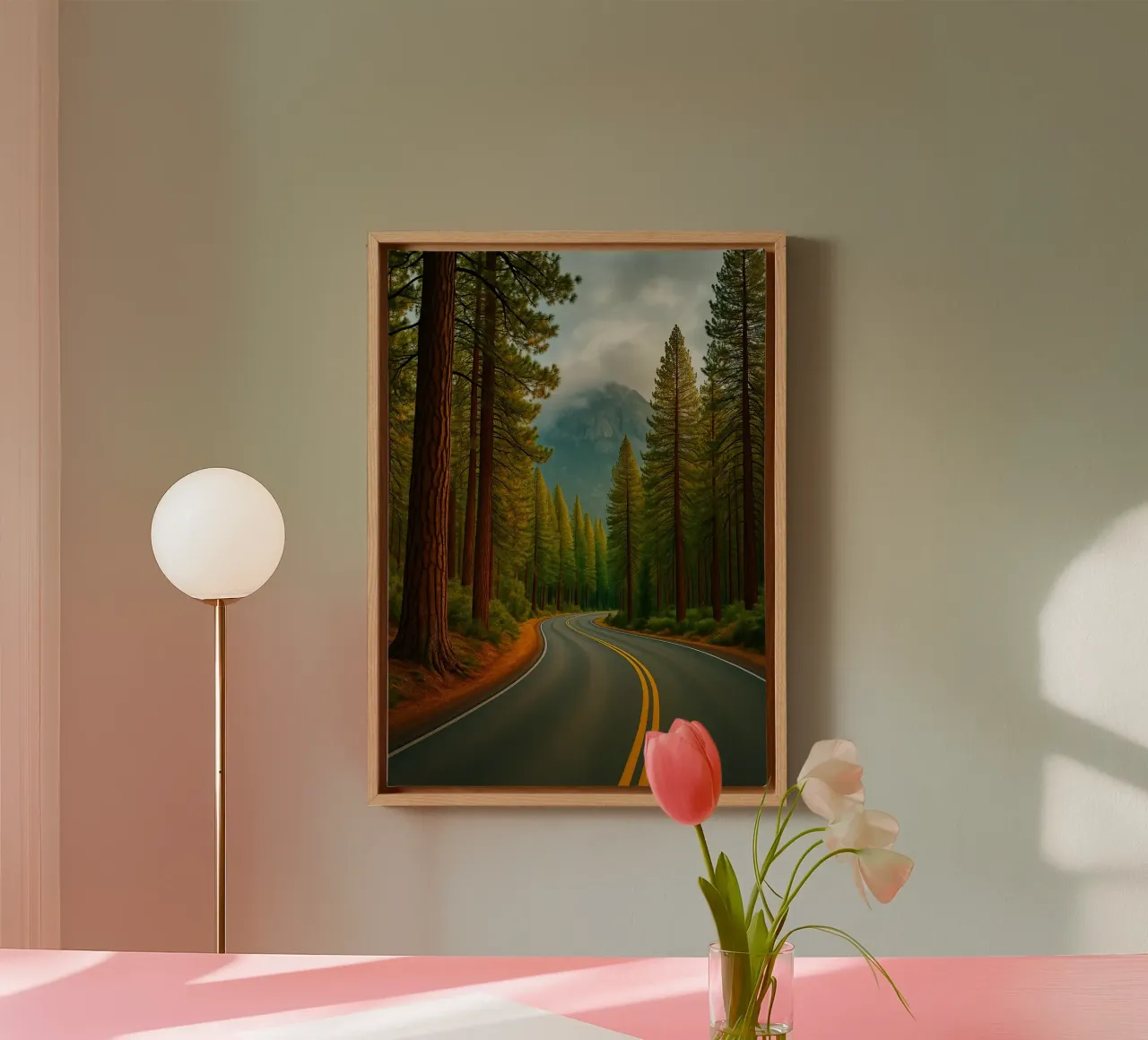 weg in het bos natuurpanorama canvas met Baklijst van chinerei