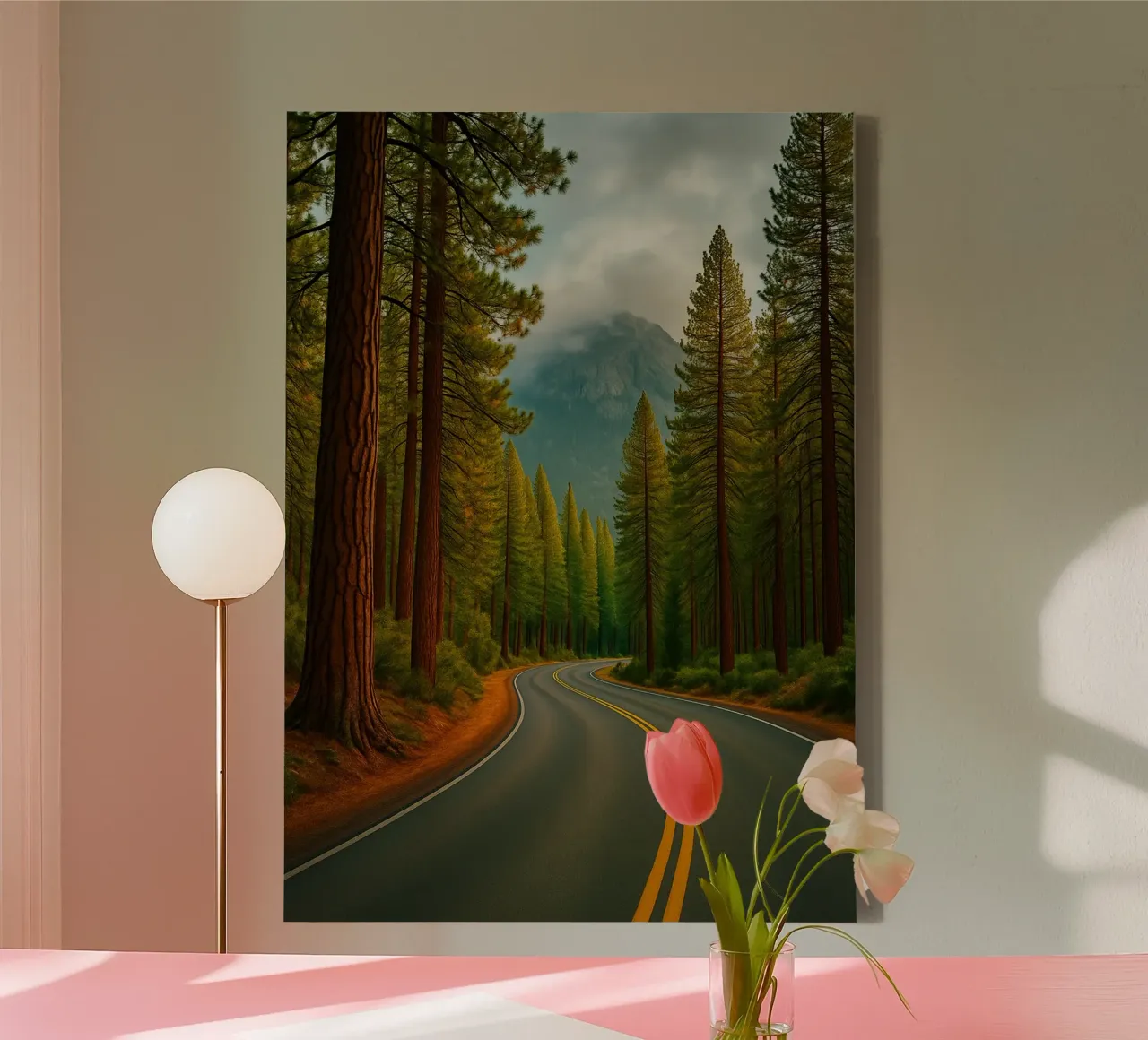 weg in het bos natuurpanorama canvas met Baklijst van chinerei