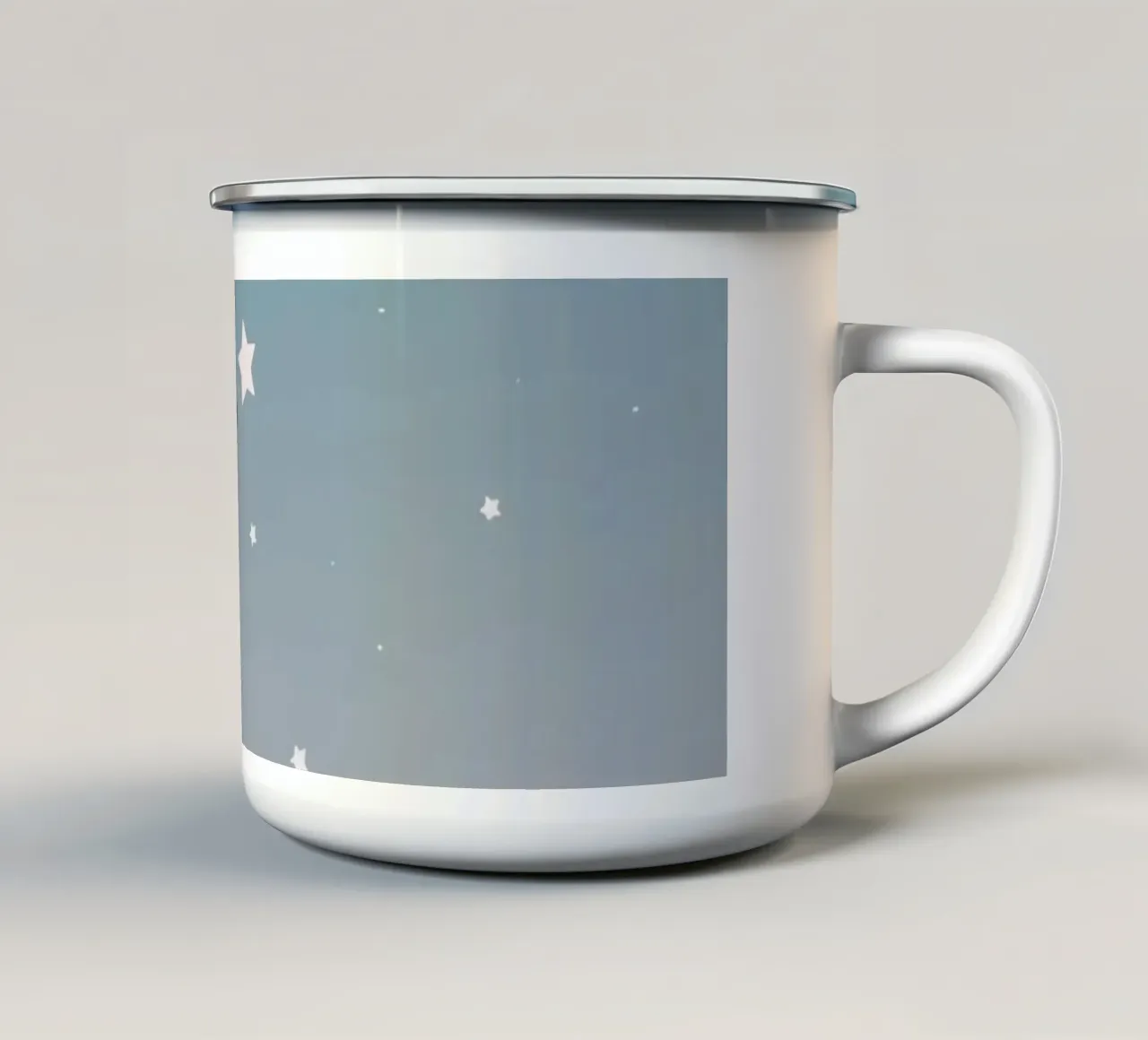 Nave razzo a cartoni animati in cerca di stelle in un cielo stellato a gradiente tazza in smalto da DesignDoodle