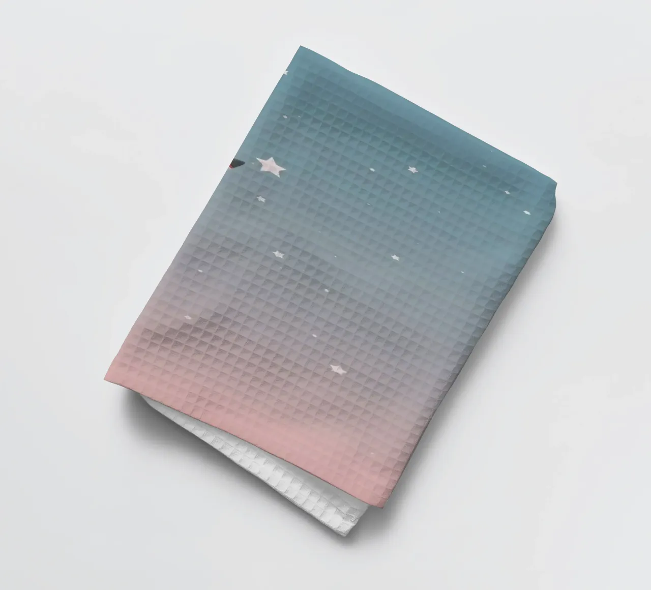 Cartoon Rocket Ship Reaching for Star in Starry Gradient Sky (Fusée de cartoon atteignant une étoile dans un ciel étoilé en dégradé) torchon de DesignDoodle