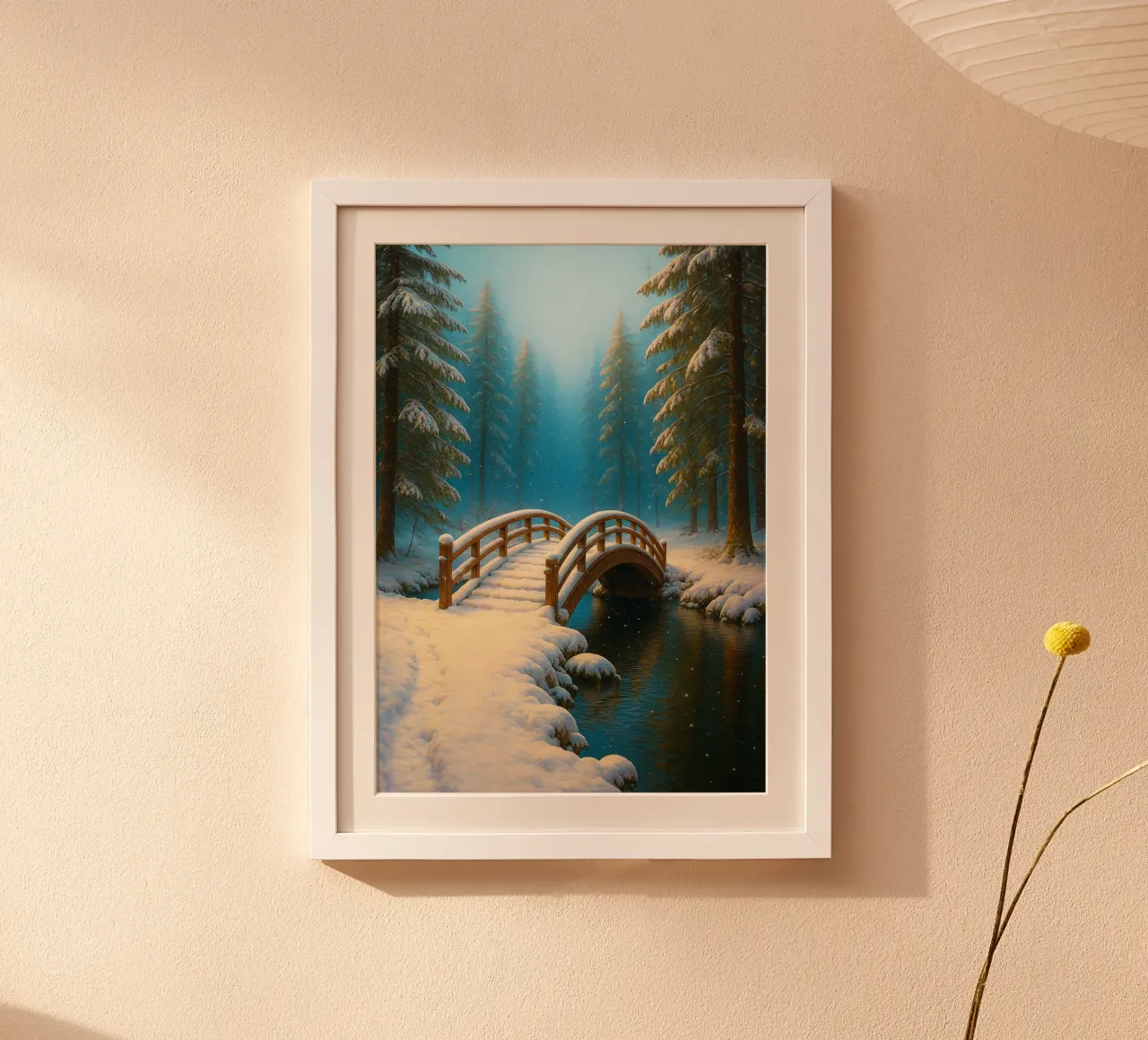 neve sul ponte di legno panorama della natura poster con telaio in plastica da chinerei