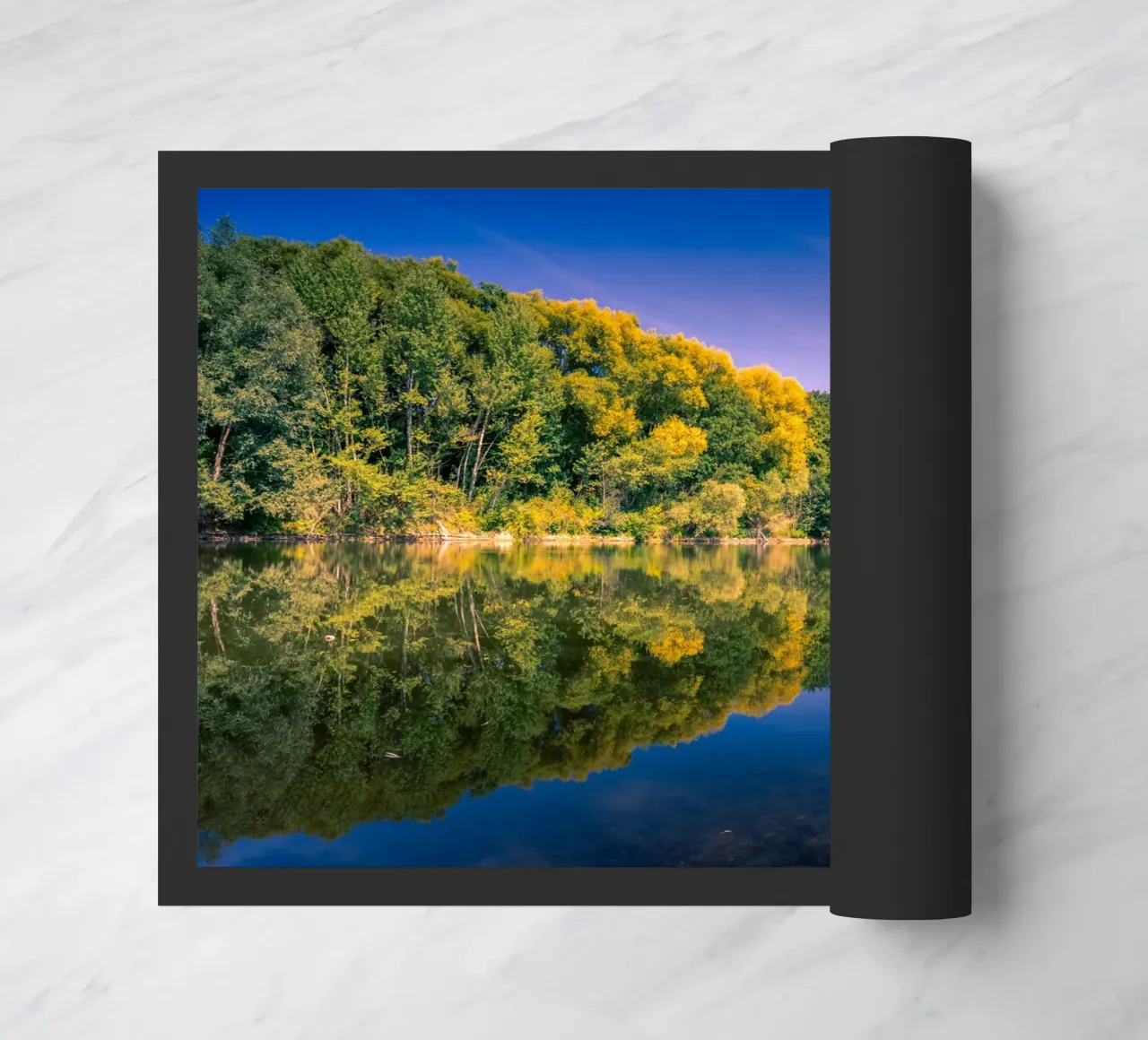 Riflesso di alberi in un piccolo stagno zerbino da Marcus Beckert | Fotografie