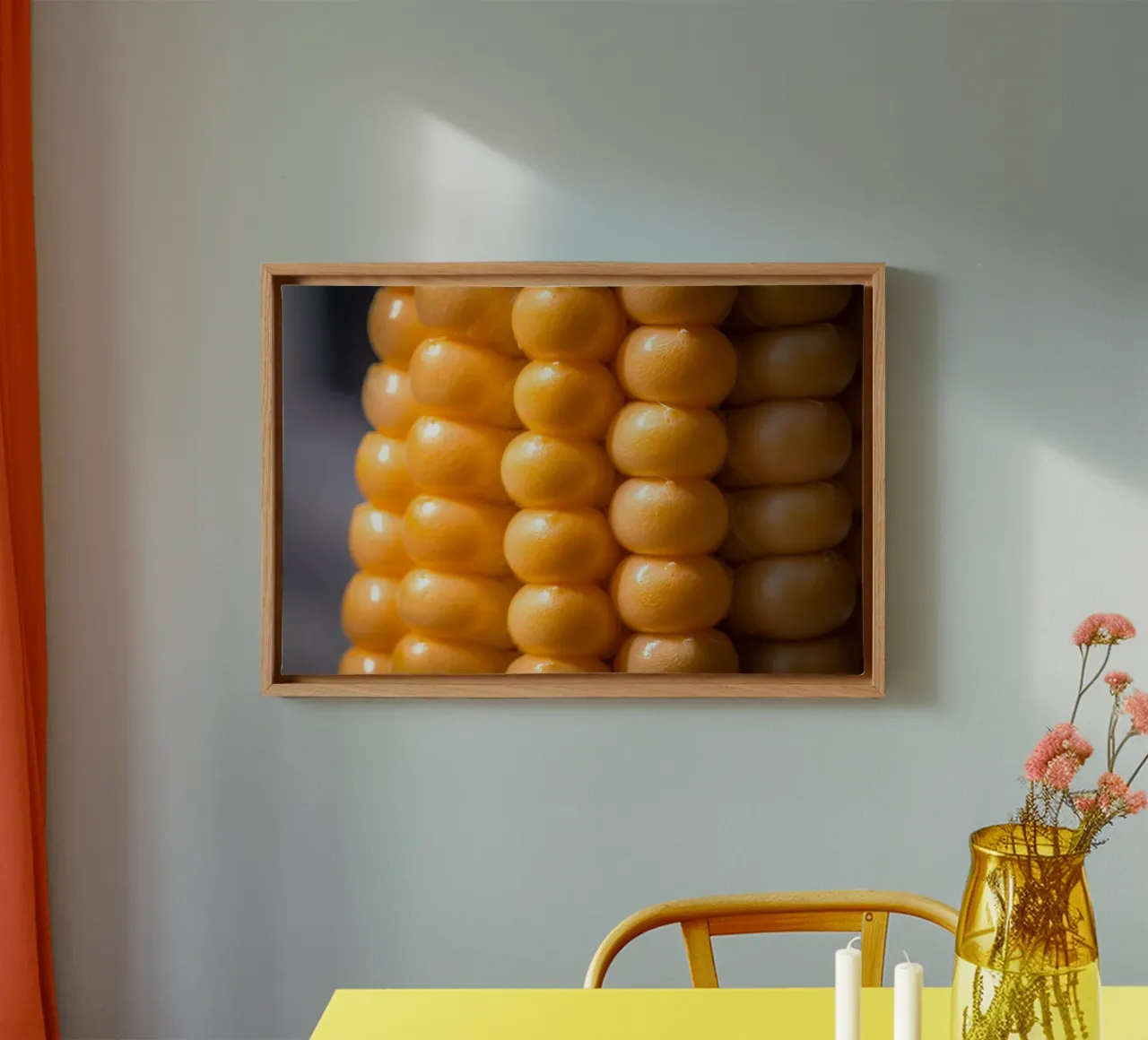 Close-up of a corn cob canvas with Floater frame by Marcus Beckert | Fotografie