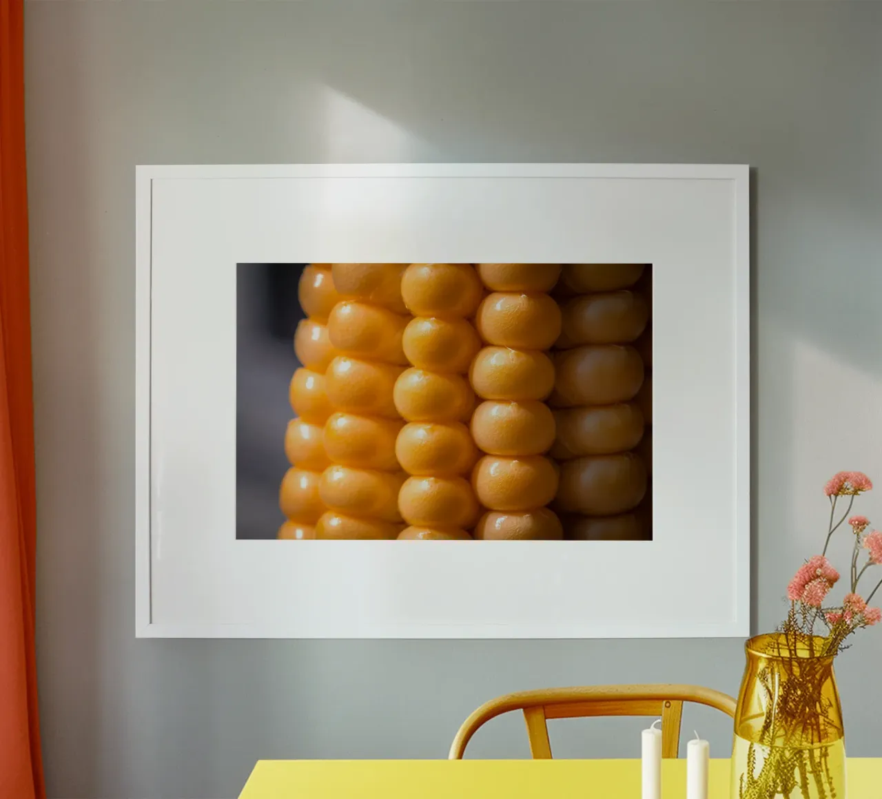 Primo piano di una pannocchia di mais poster con telaio in alluminio da Marcus Beckert | Fotografie