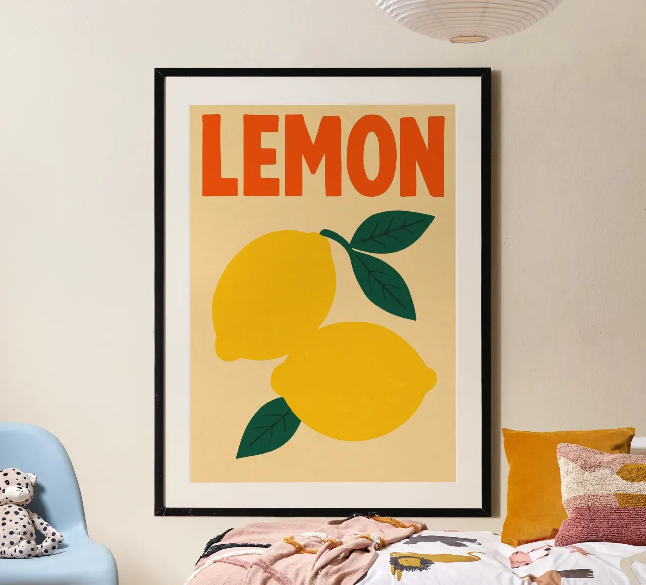 Agrumi Pop poster con telaio in alluminio da PurePeachStudio