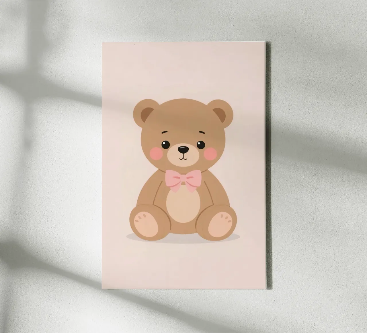 Orsetto carino con fiocco rosa tela con Cornice a cassetta da DesignDoodle