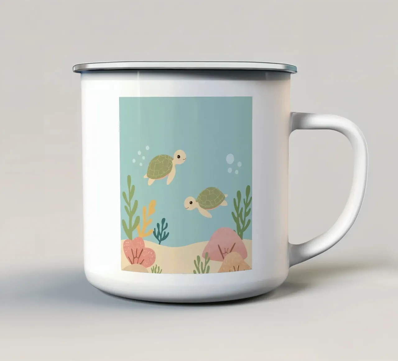 Tartarughe carine con corallo sul fondo dell'oceano tazza in smalto da DesignDoodle
