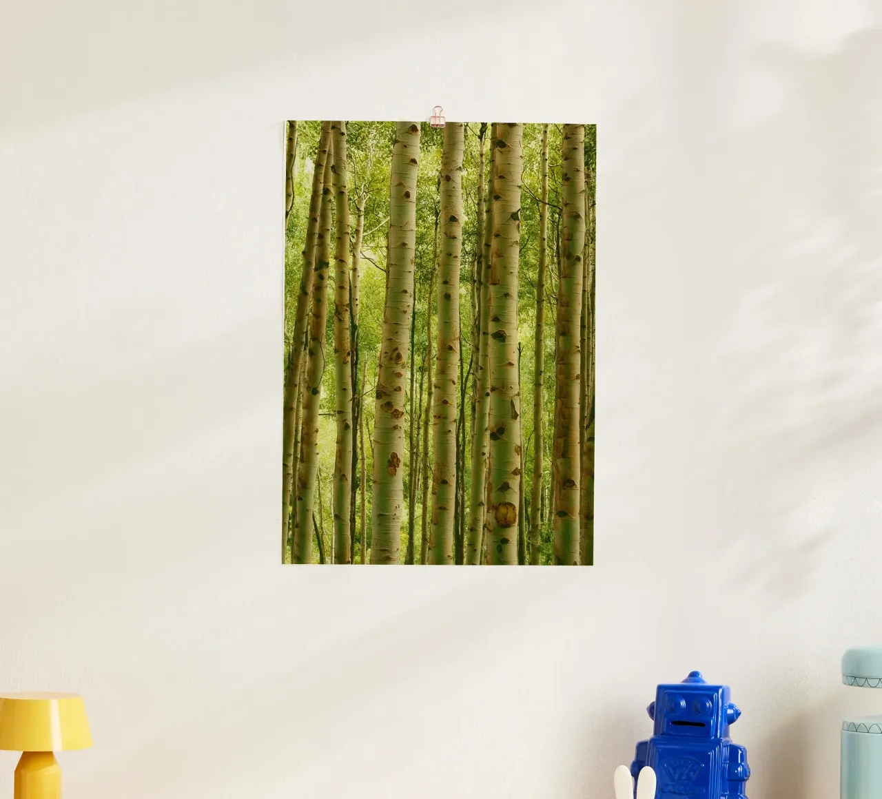 tronchi d'albero allineati panorama della natura poster con telaio in alluminio da chinerei