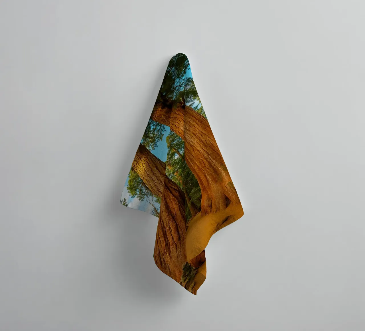 two big trees in the forrest nature panorama towel by chinerei