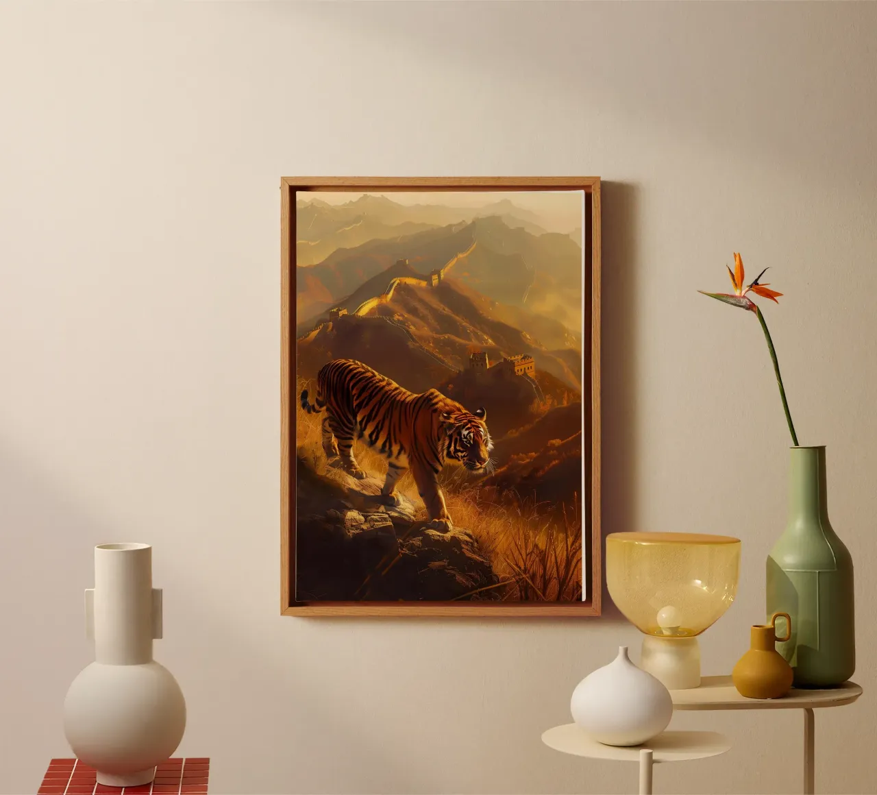 Tigre cinese da parete arte mistica e fantasy tela con Cornice a cassetta da WILD ART