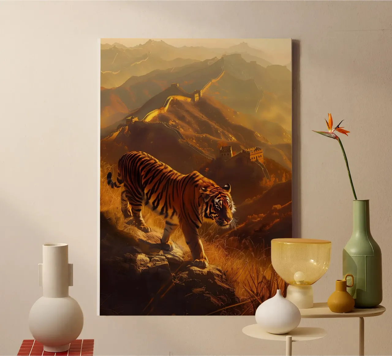 Tigre cinese da parete arte mistica e fantasy tela con Cornice a cassetta da WILD ART
