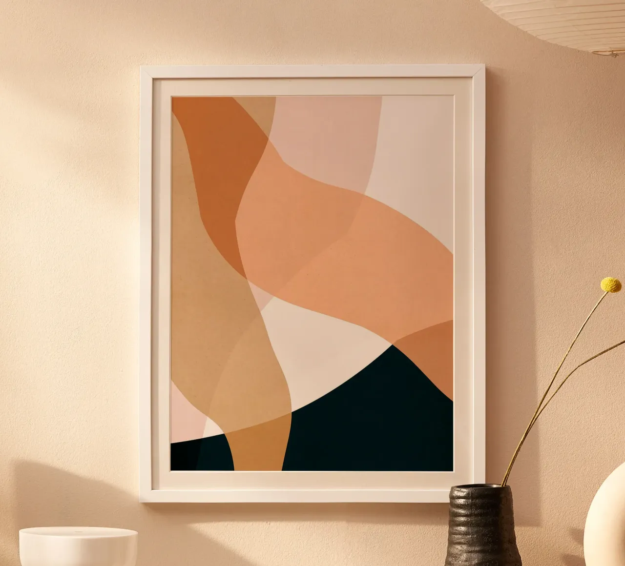 Astratto boho poster con telaio in legno da Robert W Wakefield