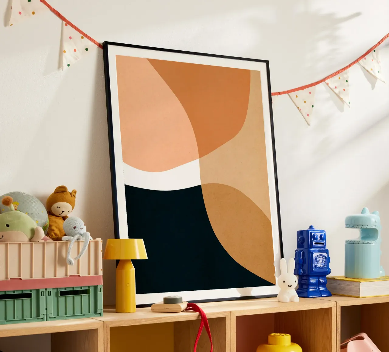 Boho abstracto poster con marco de madera de Robert W Wakefield